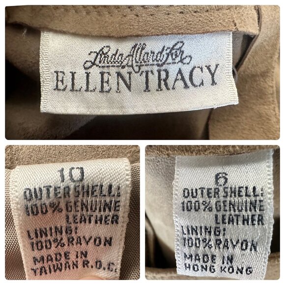 Suede Leather Skirt Jacket Suit Womens 6 Brown Tan Midi Long Sleeves Vintage 90s - Picture 5 of 16